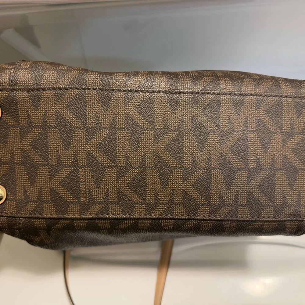 Michael Kors Brown Signature Tote with Leather Accents